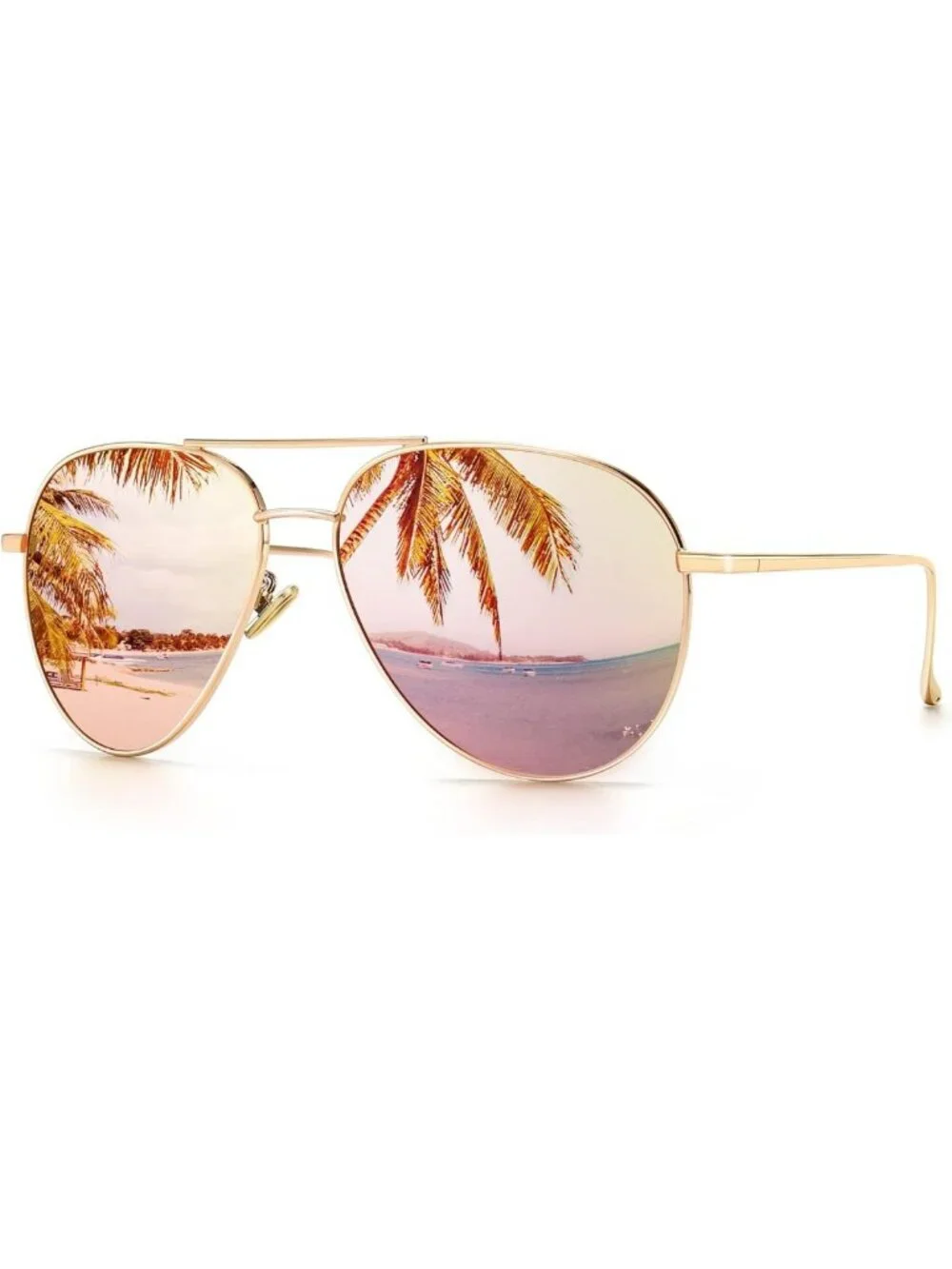Lightweight Oversized Aviator Sunglasses for Women - Mirrored Polarized Lenses